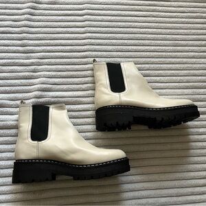 Marc Fisher White Chelsea Boots